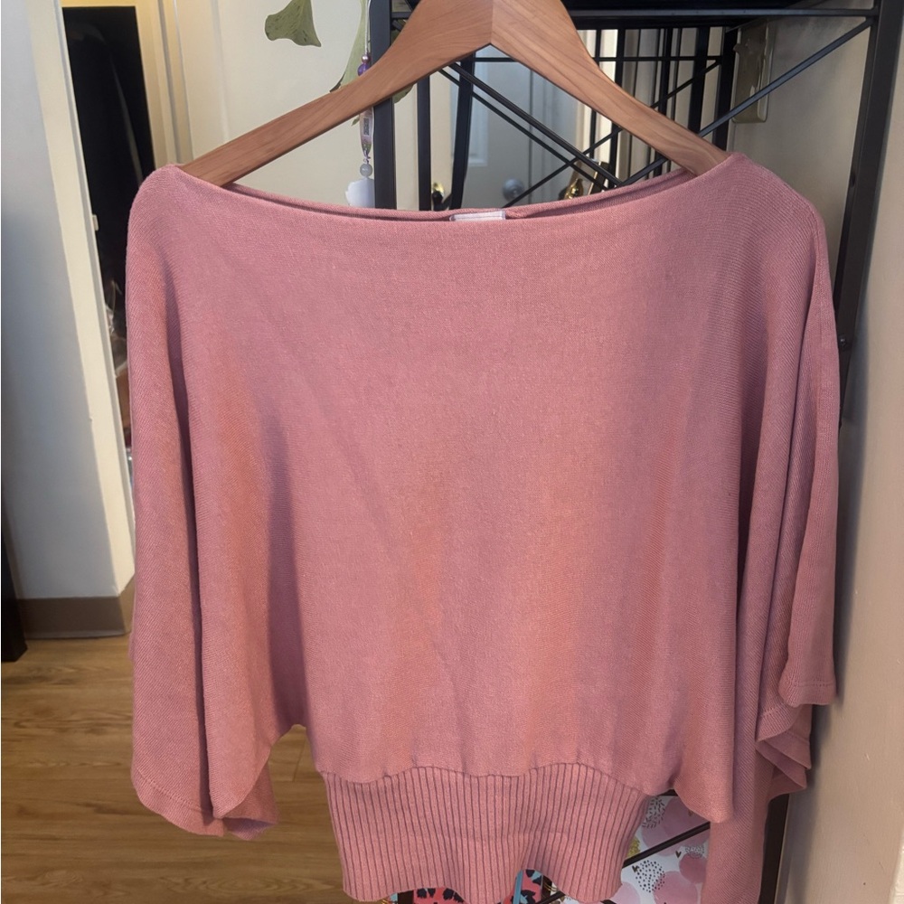 Chic Off-the-Shoulder Pink Sweater